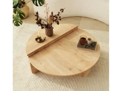 Mesa de sala de estar Dgiarett, Mesa de café, Suporte de revistas para sofá, Prateleira para sala de estar, 90x90h35 cm, Carvalho
