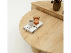Mesa de sala de estar Dgiarett, Mesa de café, Suporte de revistas para sofá, Prateleira para sala de estar, 90x90h35 cm, Carvalho
