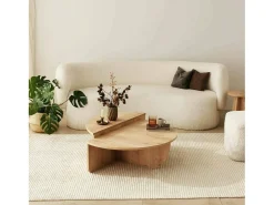 Mesa de sala de estar Dgiarett, Mesa de café, Suporte de revistas para sofá, Prateleira para sala de estar, 90x90h35 cm, Carvalho