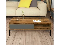 Mesa de sala de estar DjAgiell, Mesa baixa para café, Porta-revistas para sofá, Prateleira para sala de estar, 105x60h33 cm, Nogueira e Antracite