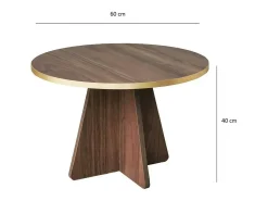 Mesa de sala de estar Dkluiver, Mesa de café, Porta-revista para sofá, Prateleira para sala de estar, 60x60h40 cm, Ouro e Noz
