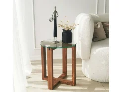 Mesa de sala de estar Dlangell, Mesa de café, Suporte de revistas para sofá, Prateleira de sala de estar, 40x40h50 cm, Noz