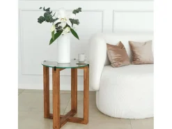 Mesa de sala de estar Dlangell, Mesa de café, Suporte de revistas para sofá, Prateleira de sala de estar, 40x40h50 cm, Noz