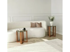 Mesa de sala de estar Dlangell, Mesa de café, Suporte de revistas para sofá, Prateleira de sala de estar, 40x40h50 cm, Noz