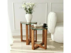 Mesa de sala de estar Dlangell, Mesa de café, Suporte de revistas para sofá, Prateleira de sala de estar, 40x40h50 cm, Noz