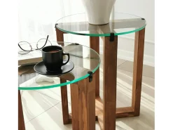 Mesa de sala de estar Dlangell, Mesa de café, Suporte de revistas para sofá, Prateleira de sala de estar, 40x40h50 cm, Noz