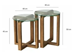 Mesa de sala de estar Dlangell, Mesa de café, Suporte de revistas para sofá, Prateleira de sala de estar, 40x40h50 cm, Noz