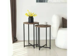 Mesa de sala de estar Dluperin, Mesa de café, Suporte de revistas para sofá, Prateleira para sala de estar, 70x35h55 cm, Nogueira