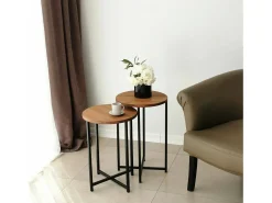 Mesa de sala de estar Dluperin, Mesa de café, Suporte de revistas para sofá, Prateleira para sala de estar, 70x35h55 cm, Carvalho