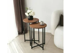 Mesa de sala de estar Dluperin, Mesa de café, Suporte de revistas para sofá, Prateleira para sala de estar, 70x35h55 cm, Carvalho