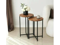 Mesa de sala de estar Dluperin, Mesa de café, Suporte de revistas para sofá, Prateleira para sala de estar, 70x35h55 cm, Carvalho