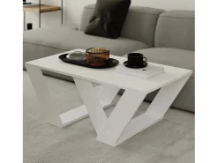 Mesa de sala de estar Dmelegon, Mesa de café, Suporte de revistas para sofá, Prateleira para sala de estar, 110x60h40 cm, Branco