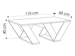 Mesa de sala de estar Dmelegon, Mesa de café, Suporte de revistas para sofá, Prateleira para sala de estar, 110x60h40 cm, Branco