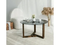 Mesa de sala de estar Dperalt, mesa baSso de café, porta-revistas para sofá, prateleira para sala de estar, 75x75h40 cm, Tortora