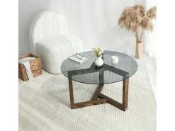Mesa de sala de estar Dperalt, mesa baSso de café, porta-revistas para sofá, prateleira para sala de estar, 75x75h40 cm, Tortora