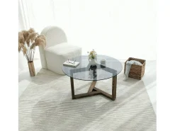 Mesa de sala de estar Dperalt, mesa baSso de café, porta-revistas para sofá, prateleira para sala de estar, 75x75h40 cm, Tortora