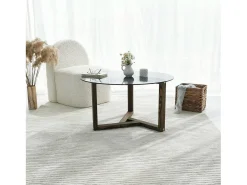Mesa de sala de estar Dperalt, mesa baSso de café, porta-revistas para sofá, prateleira para sala de estar, 75x75h40 cm, Tortora