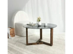 Mesa de sala de estar Dperalt, mesa baSso de café, porta-revistas para sofá, prateleira para sala de estar, 75x75h40 cm, Tortora
