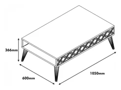 Mesa de sala de estar Dplant, Mesa de café, Suporte de revistas para sofá, Prateleira para sala de estar, 105x60h37 cm, Noz e Branco