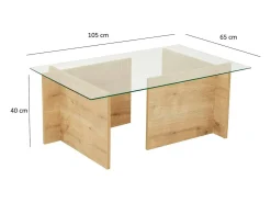 Mesa de sala de estarOu Dfontola, Mesa de café, Porta-revistas para sofá, Prateleira para sala de estar, 105x65h40 cm, Carvalho