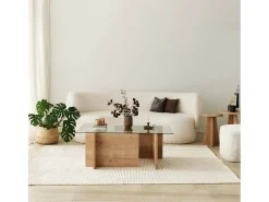 Mesa de sala de estarOu Dfontola, Mesa de café, Porta-revistas para sofá, Prateleira para sala de estar, 105x65h40 cm, Carvalho