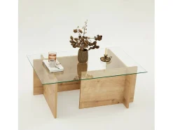 Mesa de sala de estarOu Dfontola, Mesa de café, Porta-revistas para sofá, Prateleira para sala de estar, 105x65h40 cm, Carvalho
