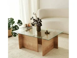 Mesa de sala de estarOu Dfontola, Mesa de café, Porta-revistas para sofá, Prateleira para sala de estar, 105x65h40 cm, Carvalho