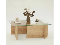 Mesa de sala de estarOu Dfontola, Mesa de café, Porta-revistas para sofá, Prateleira para sala de estar, 105x65h40 cm, Carvalho