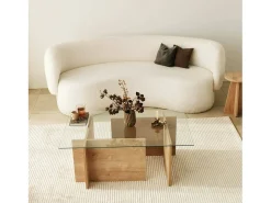 Mesa de sala de estarOu Dfontola, Mesa de café, Porta-revistas para sofá, Prateleira para sala de estar, 105x65h40 cm, Carvalho