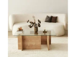 Mesa de sala de estarOu Dfontola, Mesa de café, Porta-revistas para sofá, Prateleira para sala de estar, 105x65h40 cm, Carvalho