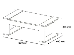Mesa de salOito Dmilanes, Mesa de café, Porta-revistas para sofá, Prateleira de sala, 102x60h38 cm, Nogueira e Branco