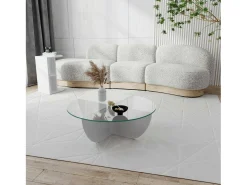 Mesa de salOtto Dpere, Mesa baixa de café, Suporte para sofá, Prateleira para sala de estar, 90x90h30 cm, Branco