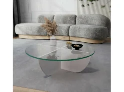 Mesa de salOtto Dpere, Mesa baixa de café, Suporte para sofá, Prateleira para sala de estar, 90x90h30 cm, Branco