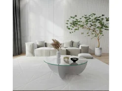 Mesa de salOtto Dpere, Mesa baixa de café, Suporte para sofá, Prateleira para sala de estar, 90x90h30 cm, Branco