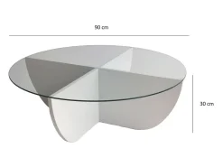 Mesa de salOtto Dpere, Mesa baixa de café, Suporte para sofá, Prateleira para sala de estar, 90x90h30 cm, Branco