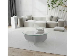 Mesa de salTto Dalcibiad, Mesa baixa para café, Porta-revistas para sofá, Prateleira para sala de estar, 75x75h35 cm, Branco
