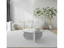 Mesa de salTto Dalcibiad, Mesa baixa para café, Porta-revistas para sofá, Prateleira para sala de estar, 75x75h35 cm, Branco