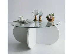 Mesa de salTto Dalcibiad, Mesa baixa para café, Porta-revistas para sofá, Prateleira para sala de estar, 75x75h35 cm, Branco