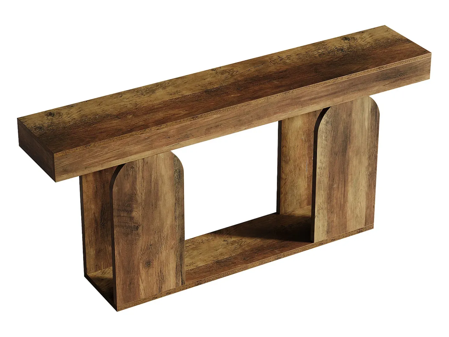 Mesa de Sofá Extra-Longa de 160 Cm, Mesas de Consola no Estilo Rural, 2 Andares
