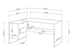 Mesa de trabalho Blanco Artik (Blanco Mate) - Roble Canadian