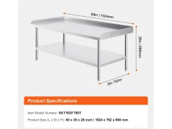 Mesa de Trabalho de Cozinha SucceBuy 76x152 cm para Preparação Comercial de Alimentos para Restaurante