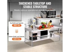 Mesa de Trabalho de Cozinha SucceBuy 76x152 cm para Preparação Comercial de Alimentos para Restaurante