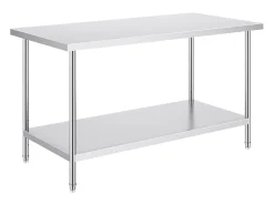 Mesa de Trabalho de Cozinha SucceBuy 76.2x152.4x86.36 cm, Posto de Trabalho Alimentar Comercial