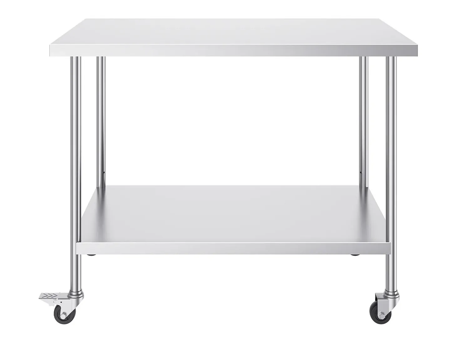 Mesa de Trabalho de Cozinha SucceBuy 76 x 152 cm, Mesa de Trabalho em Aço Inoxidável com 4 Rodas