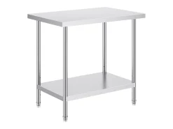 Mesa de Trabalho de Cozinha SucceBuy 60.96x91.44x86.36 cm, Mesa de Preparação de Trabalho em Aço Inoxidável