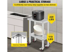 Mesa de Trabalho de Cozinha SucceBuy 30.48x60.96 cm | Mesa de Preparação Comercial com 4 Rodas