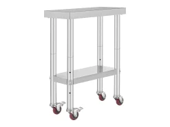 Mesa de Trabalho de Cozinha SucceBuy 30.48x60.96 cm | Mesa de Preparação Comercial com 4 Rodas