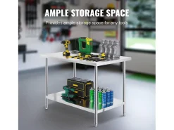 Mesa de Trabalho de Preparação em Aço Inoxidável SucceBuy, 762 x 1219 x 864 mm, Estação de Trabalho Comercial para Alimentos