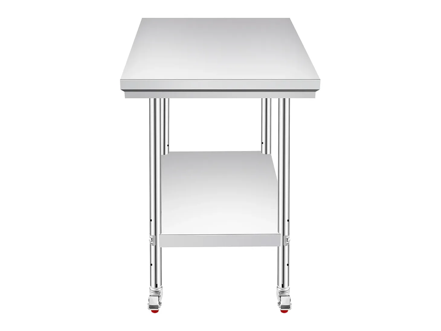 Mesa de Trabalho em Aço Inoxidável SucceBuy, 90x60x85 cm, Capacidade de Carga de 317,5 kg, 4 Rodas, para Cozinha Comercial, Restaurante