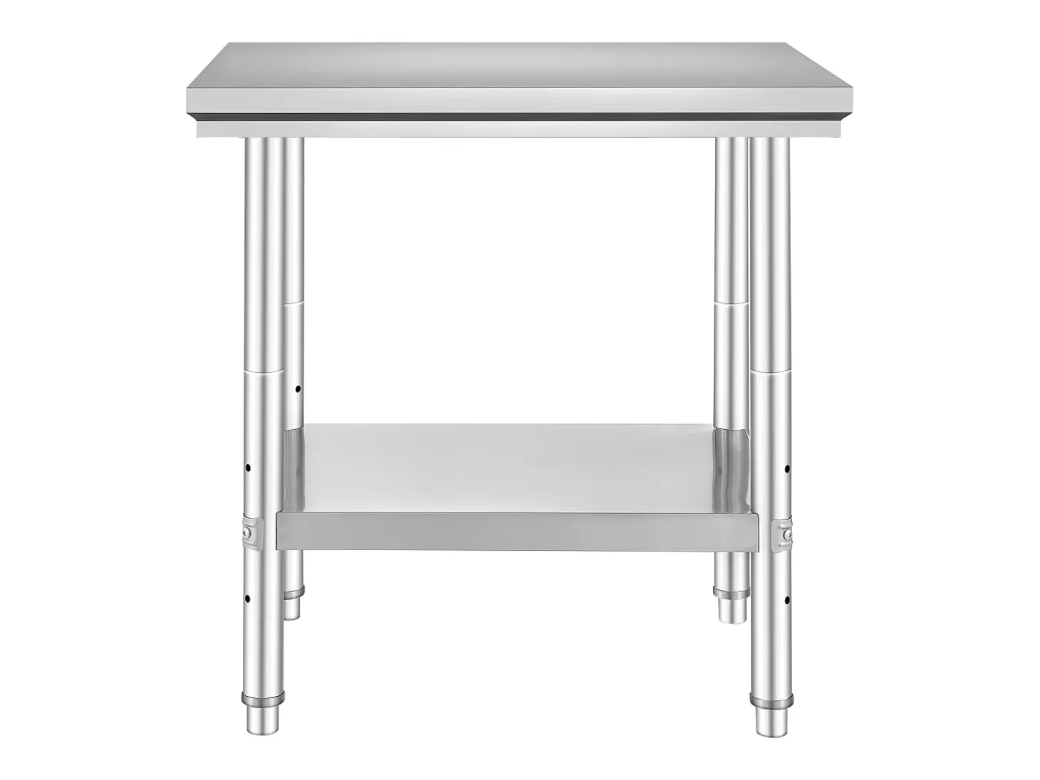 Mesa de Trabalho em Aço Inoxidável 60x76x80 cm, 2 Andares, para Preparação de Cozinha de Alimentos e Refeições, Hotéis, Escritórios, Hospitais